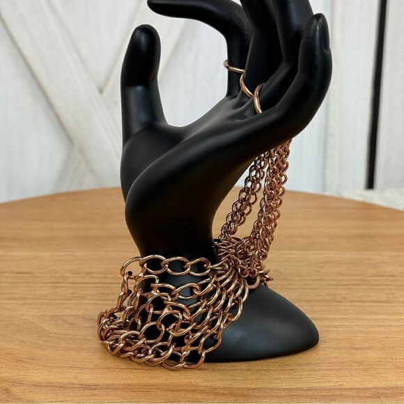 Para Hand Chain Bracelet Rings Rose Gold Color - Picture 7 of 12